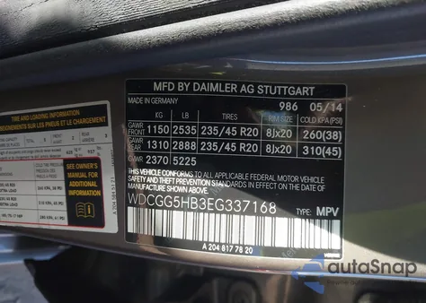 2014 Mercedes-Benz Glk 350 из США, поврежденный, VIN WDCGG5HB3EG337168